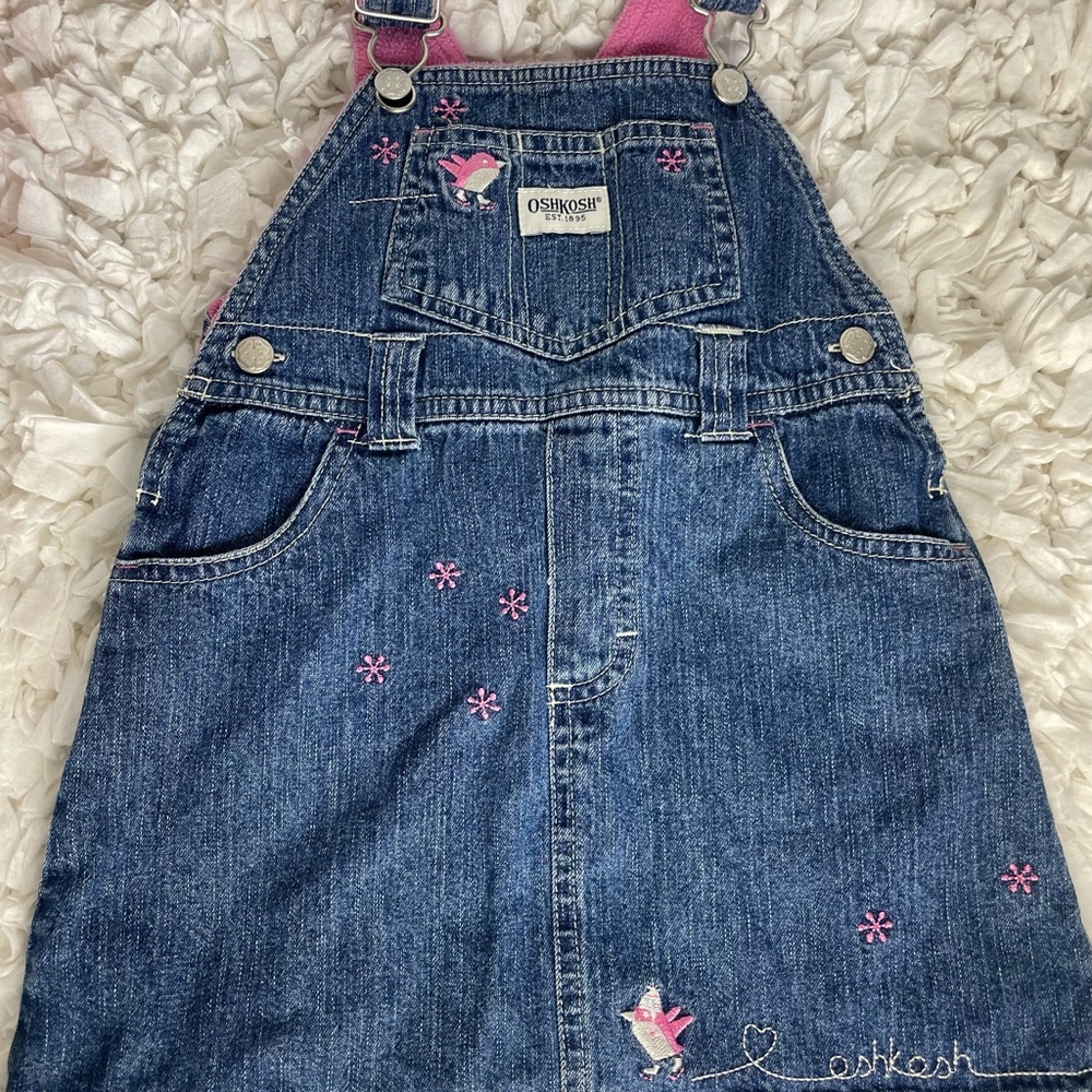Oshkosh Winter Jean Overalls Girls Dress Bib 24 Months Penguins